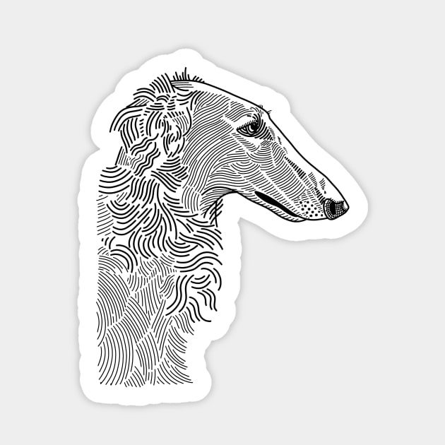 Borzoi portrait blackwork flash design Sticker by VEROfojt